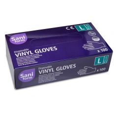 Sani Form Clear Disposable Vinyl Gloves - Large (100 pcs)