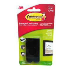 Command™ Picture Hanging Strips - 4 Pairs Medium Black - 12lb (5.4kg)