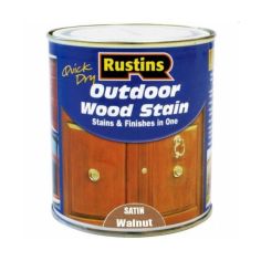 Rustins Quick Dry Outdoor Wood Stain - Satin Walnut 1L