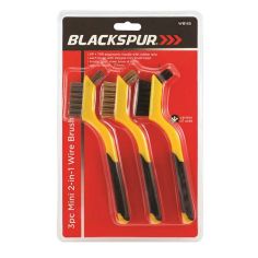 Blackspur 3pc Mini 2-In-1 Wire Brush Set