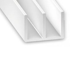 White PVC Double U-Shaped Squared Profile - 21mm x 10.5mm x 2m
