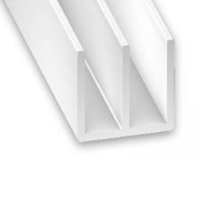 White PVC Double U-Shaped Squared Profile - 21mm x 10.5mm x 1m