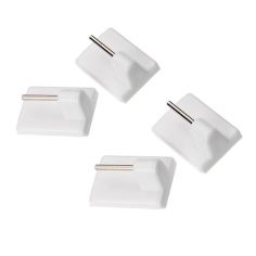 Pack of 4 White Self Adhesive Hooks for Net Curtains