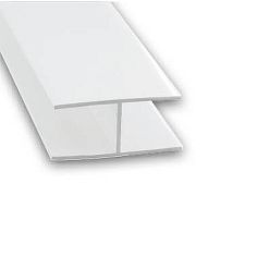 White PVC H Section Connecting Profile for Panel - 20mm x 8mm x 1m