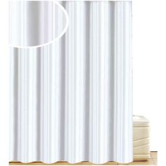 Blue Canyon White Satin Stripe Shower Curtain - 180cm