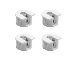 Amig White Plastic Side Connector Fitting - Pack Of 4