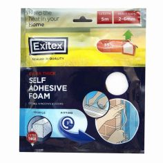 Exitex Extra Thick Self Adhesive Draft Excluder Foam - White 5m