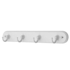 4-Hook Mini White Rack  - Wooden Board