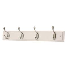 4 Hook Heavy Duty White Hat & Coat Hook