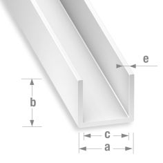White PVC U Profile  - 10mm x 21mm x 19 x 1mm x 2m 