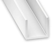 White PVC U-Shaped Squared Profile - 11.5mm x 10.5mm x 1m