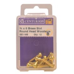 Slotted Brass Woodscrews 3/4in x 6mm - Pack of 12