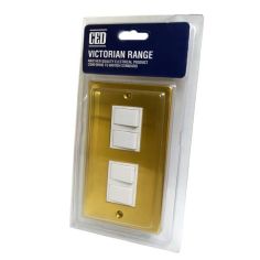 CED Victorian Polished Brass White 4 Gang  2 Way Switch