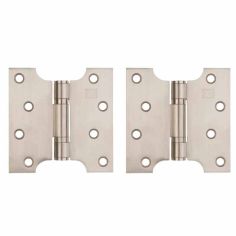 Satin Stainless Steel Parliament Door Hinges Button Tipped 4 x 2 x 4"  - Pair