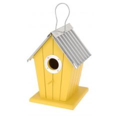 Birdhouse with coloured lacquered wood finish - Yellow Finish
