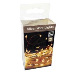 Silver Wire Warm White Lights - 20 LED