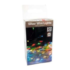 Silver Wire Multi Coloured Lights - 20 LED
