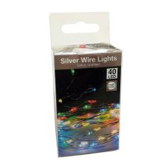 Silver Wire Multi Coloured Lights - 40 LED