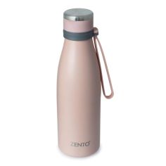 Zento Silicon Strap Stainless Steel Vacuum Water Bottle - Peach 550ml 