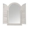 Antique White Garden Mirror with Opening French Shutters for Indoor and Outdoor Use