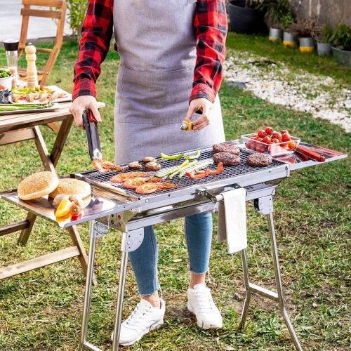 Portable stainless steel charcoal grill online