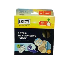 Exitex Self Adhesive Rubber Draught Excluder - E Strip - Brown 5m