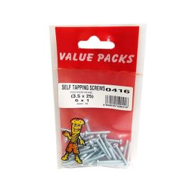 Value Packs Self Tapping Pan Head Screws - 6 x 1" - Pack Of 40