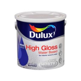 Dulux Aquatech High Gloss Waterbased Stay White Paint - 2.5L