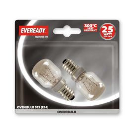 Eveready 25W Small Screw Cap Fitting E14/ SES Oven Light Bulb - Pack of 2
