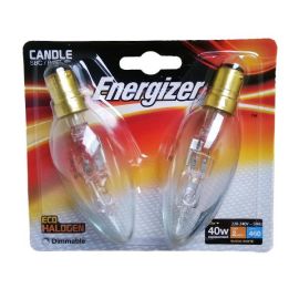 Energizer 33w Eco Halogen Clear Candle SBC / B15 Lightbulb - Pack Of 2