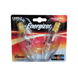 Energizer 48W Eco Halogen Clear Candle B15 / SBC Lightbulb - Pack Of 2