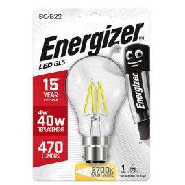 Energizer 4W Filament LED GLS B22 Lightbulb