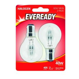 Eveready 30W Halogen Clear Golf B15 Lightbulb - Pack Of 2