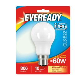 Eveready 9.6W LED Frosted GLS B22 Lightbulb