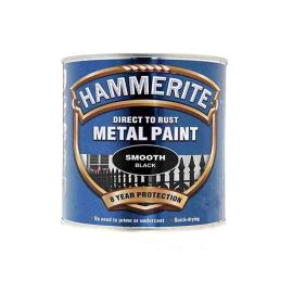 Hammerite Direct To Rust Metal Paint - Smooth Black 250ml