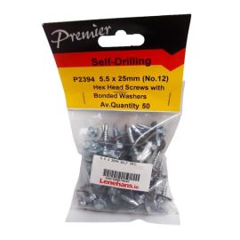 Premier Self-Drilling Hex Head Screws - 5.5 X 25mm (No.12) - Pack Of 50