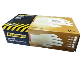 F.F Group 100 Piece Latex Disposable Gloves - Large