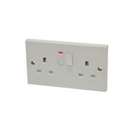 13 Amp 2 Gang Switched Socket White