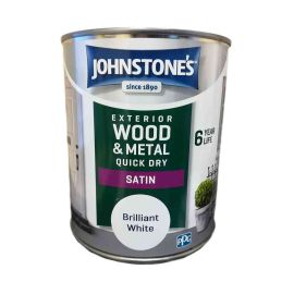 Johnstones Exterior Wood & Metal QD Satin Paint - Brilliant White 750ml