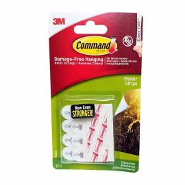 Command Damage-Free Hanging Poster Strips - White - Pack Of 12