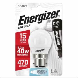 Energizer 5.2W LED Golf Ball Daylight B22 Lightbulb