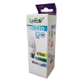 LyvEco 6w LED Candle BC/ B22 Lightbulb