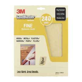 3M Sandblaster™ Fine Sandpaper - 240 Grit Pack Of 3