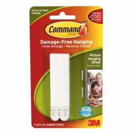 Command™ Picture Hanging Strips - 4 Pairs Narrow White - 12lb (5.4kg)