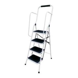 4 Tread Step Stool with Handrail - White