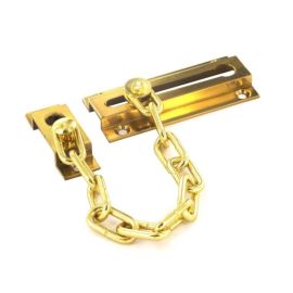 CHROME OR BRASS 3" DOOR BOLT & SECURITY LOCKING CHAIN GUARD 80MM 
