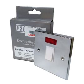 CED Polished Chrome Single Switch With Neon Indicator Light