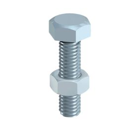 Timco Zinc Plated M8 x 80 Hex Set Screw & Nut - Pack Of 2