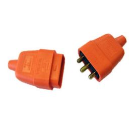 Orange Rubber 3 Pin 10A Plug & Socket Connector