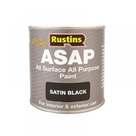 Rustins Quick Dry ASAP All Purpose Paint - Black Satin 500ml